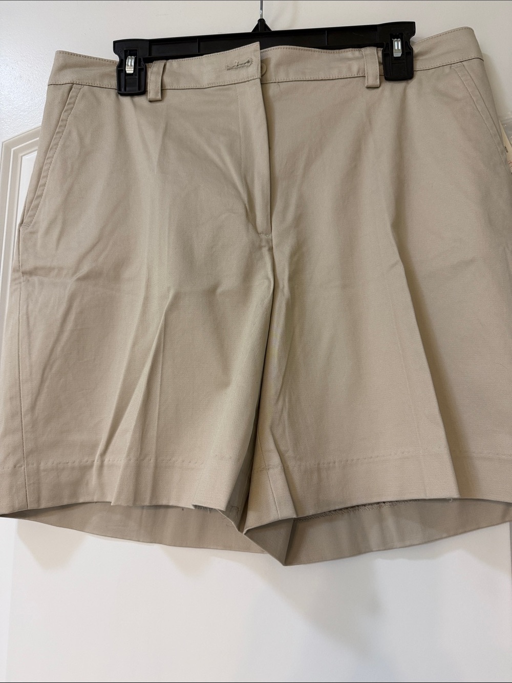 Kim Rogers Beige Flat Front Cotton Shorts